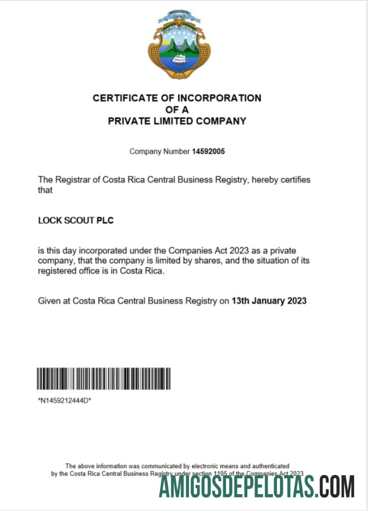 Certificado de registro realista da Costa Rica modelo Word e PDF